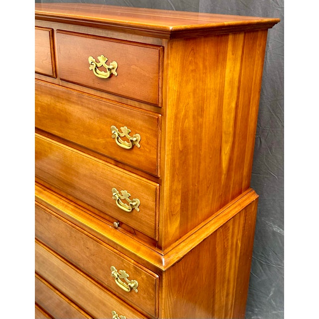 Traditional Late 20th Century Stickley Solid Cherry Nine-Drawer Tall Chest For Sale - Image 3 of 12