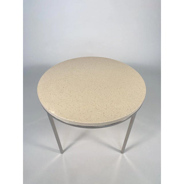 Late 20th Century Round Modern Side Table With Terrazzo-Style Top and Chrome Base For Sale - Image 4 of 4