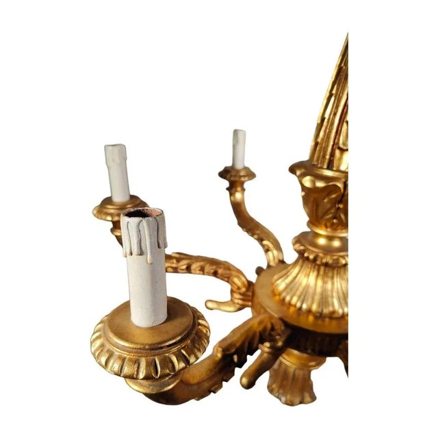 Italian Gilt Wood Chandelier, 1950s For Sale - Image 11 of 13