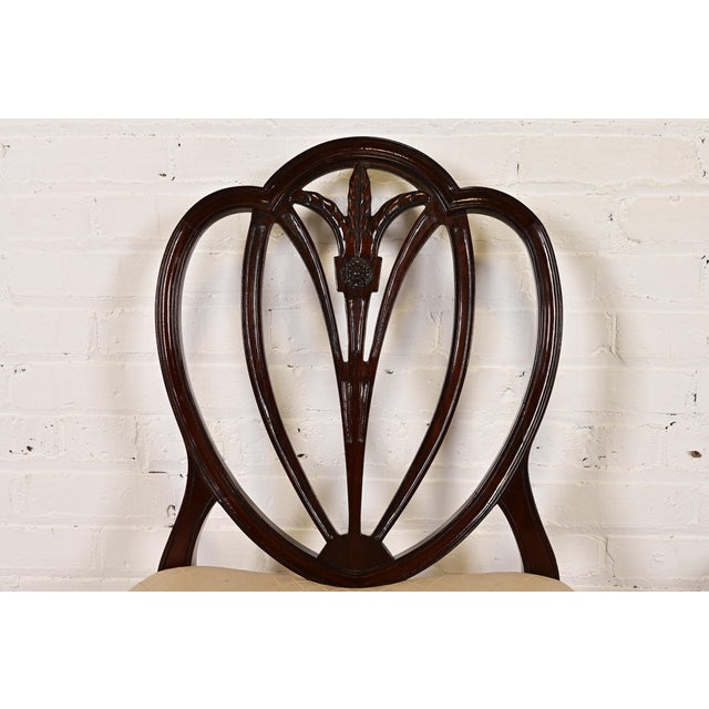 Baker Furniture Style Georgian Carved Mahogany Shield Back Side Chairs or Dining Chairs, Set of Four For Sale In South Bend - Image 6 of 10