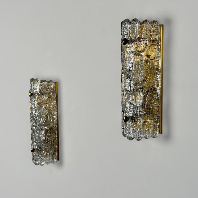 Metal Textured Glass Wall Lights by Carl Fagerlund for Orrefors, 1970s, Set of 2 For Sale - Image 7 of 18