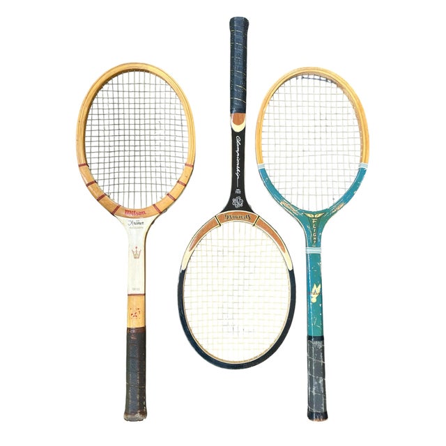 Vintage Wooden Tennis Racquets -- Wilson Bancroft Spaulding. Set of 6 For Sale In San Francisco - Image 6 of 6