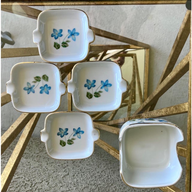 Circa 1960 Porcelain Ashtray Caddy & Four Ashtray Set by Fine China