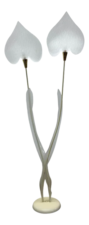 Sculptural Lucite Leaf and Brass Accent Floor Lamp From the 1970s