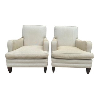 Ralph Lauren Beige Herringbone Club Chairs by Henredon - a Pair For Sale
