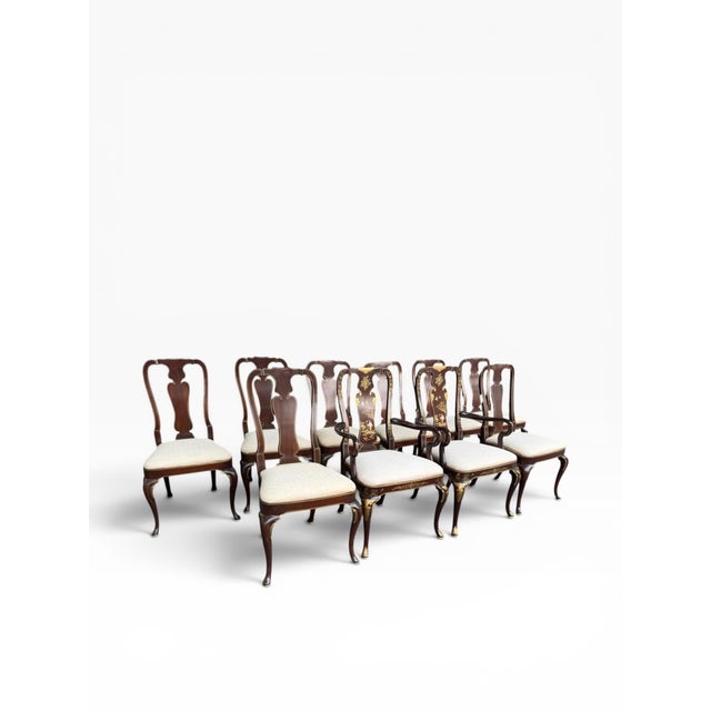 Chinoiserie Kindel Furniture Chinoiserie Queen Anne Dining Chair Set — 10 Pieces, Late 1970s / Early 1980s For Sale - Image 3 of 18