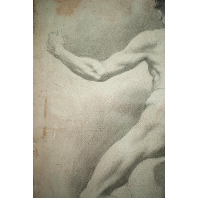 Neoclassical Artist, Academic Nudes, Early 19th Century, Pencil Drawings, Framed, Set of 2 For Sale - Image 3 of 10