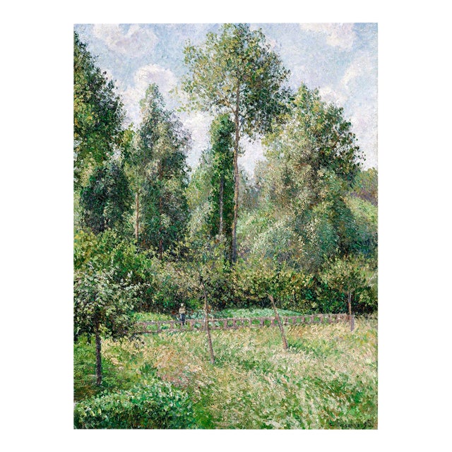 Vintage French Impressionist Art Print – Green Tree Landscape by Camille Pissarro, 24" X 32" For Sale