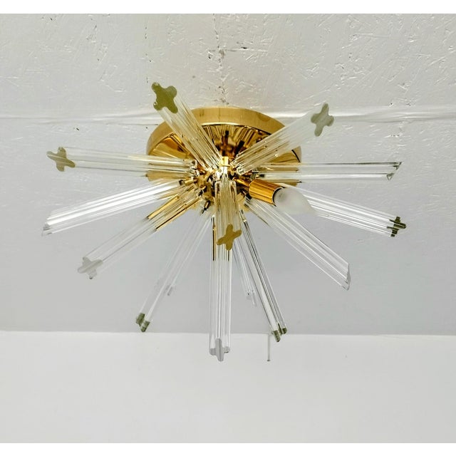 Vintage Italian Murano Style Starbust Flush Mount Chandelier For Sale - Image 4 of 12