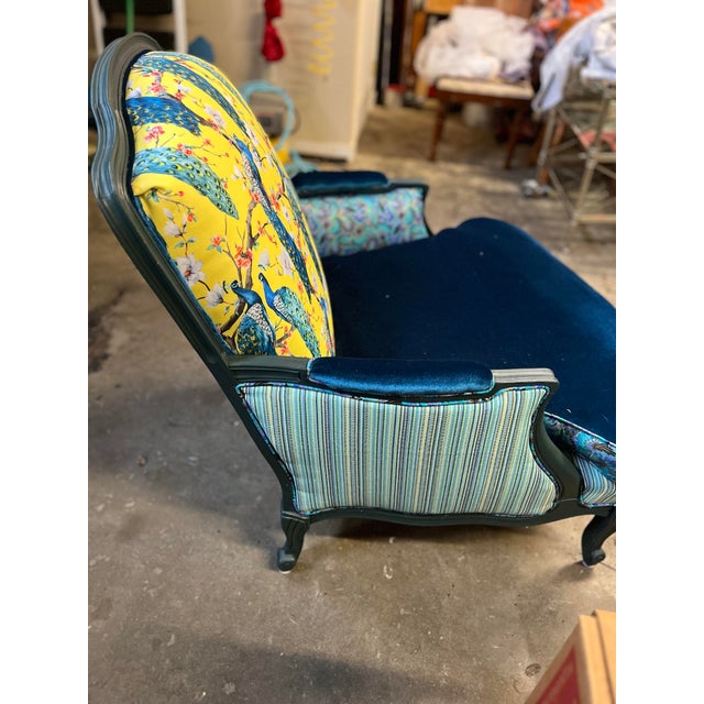 French Vintage French Bergere Peacock Chair For Sale - Image 3 of 7