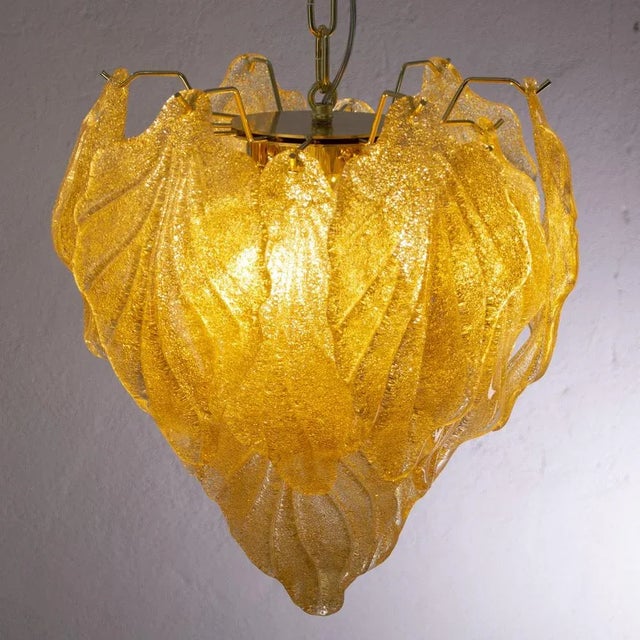 1990s Suspension Chandelier with Murano Glass Leaves, Italy, 1990s For Sale - Image 5 of 12