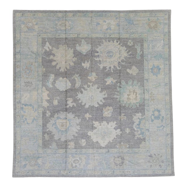 Square Turkish Oushak Rug 10'1" x 10'6" For Sale