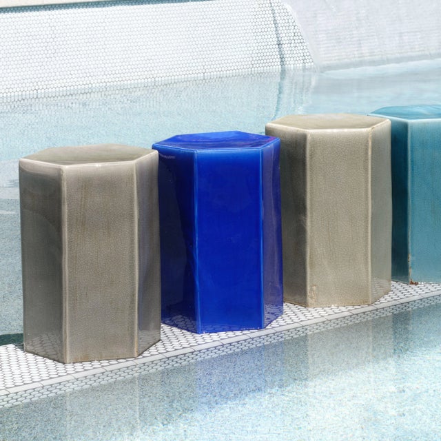 2020s Jamie Young Porto Side Table in Blue, Large For Sale - Image 5 of 8