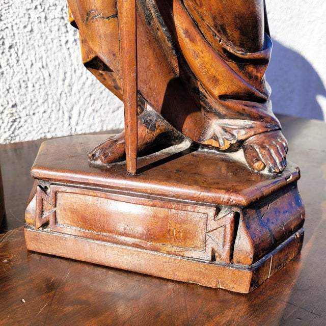 Brown Wooden Sculptures, 19th Century, Set of 2 For Sale - Image 8 of 18