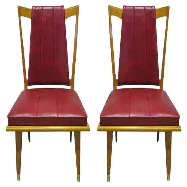Set of Art Deco French Side Chairs, 1940s For Sale