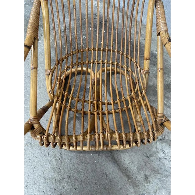 Tan Mid-Century Modern Italian Bamboo and Rattan Armchair, 1960s For Sale - Image 8 of 11