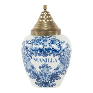 Delft Blue and White "Manilla" Tobacco Jar For Sale