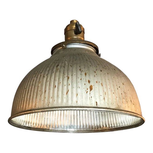 Early 20th Century Industrial Silver X-Ray Mercury Glass Dome Pendant Light For Sale