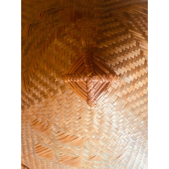 Wood Vintage Chinese Split Bamboo & Plaited Leaf Conical Hats - a Pair For Sale - Image 7 of 8