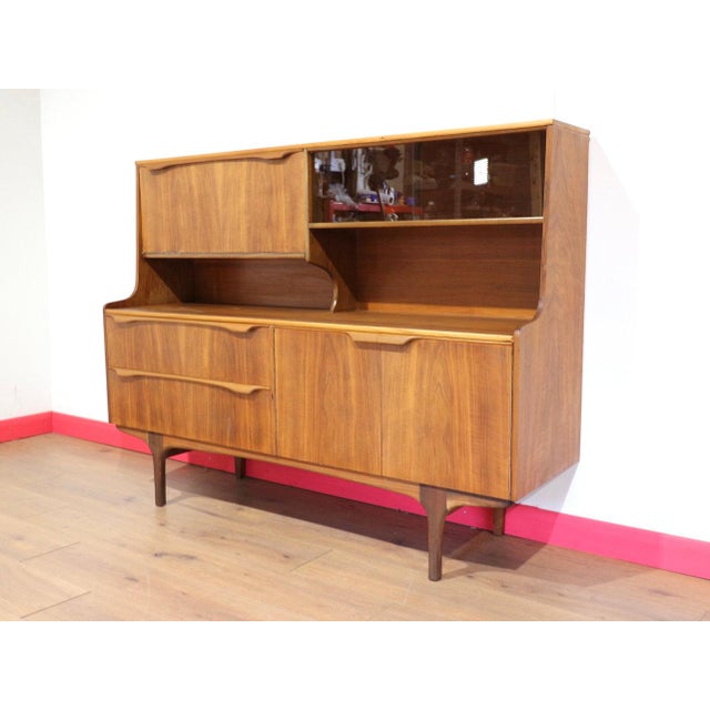 Brown Mid Century Modern Vintage Teak Credenza Buffet Hutch by S Form Danish Style For Sale - Image 8 of 15