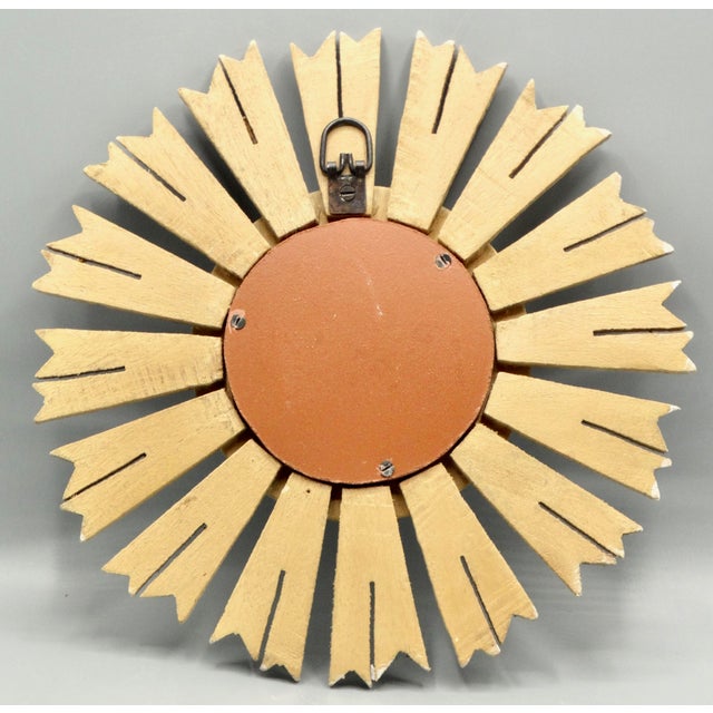 Organic White-Washed Carved Wood Sunburst Mirror For Sale - Image 11 of 11