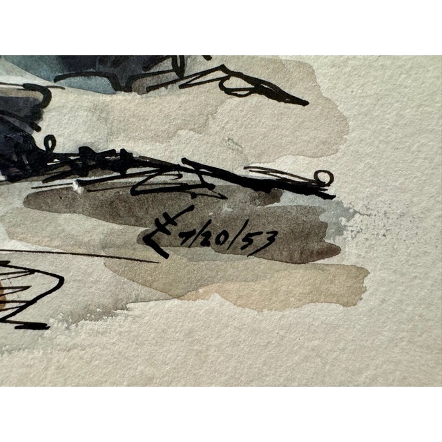 1950s Henry Emil Salloch Original Watercolor on Paper Cape North, Ns, Canada. 1953. For Sale - Image 5 of 7