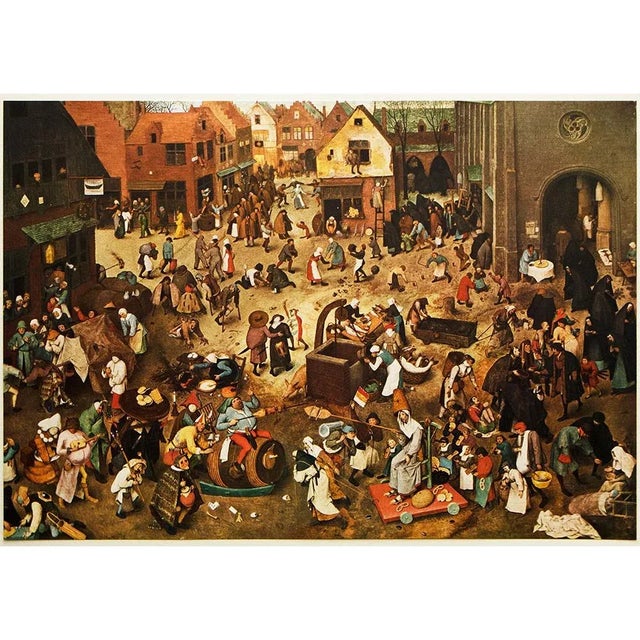 Paper 1954 After P. Bruegel "Carnival and Lent", First Edition Photogravure For Sale - Image 7 of 8
