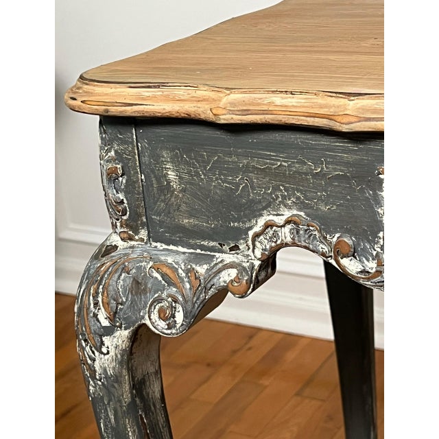 19th Century French Louis XV Style Paint Decorated Table in a Distressed Finish For Sale - Image 11 of 15