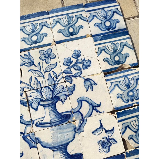 Antique 18th Century Portuguese Tile Panel With Classical Flower Vase For Sale - Image 18 of 18