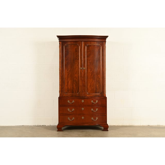 Baker Furniture Georgian Flame Mahogany Armoire Dresser or Media Cabinet For Sale - Image 13 of 13