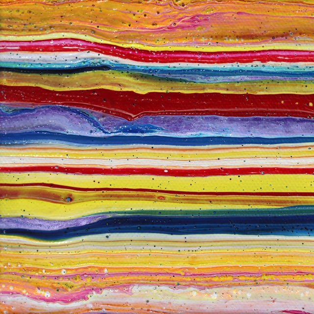 City and Color - Original Colorful Lines Abstract Acrylic Paint Artwork on Canvas by Armen Ges For Sale In Los Angeles - Image 6 of 9