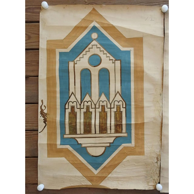 Gothic Vintage Distressed Architectural Alter Decorative Paintings - a Pair For Sale - Image 3 of 5