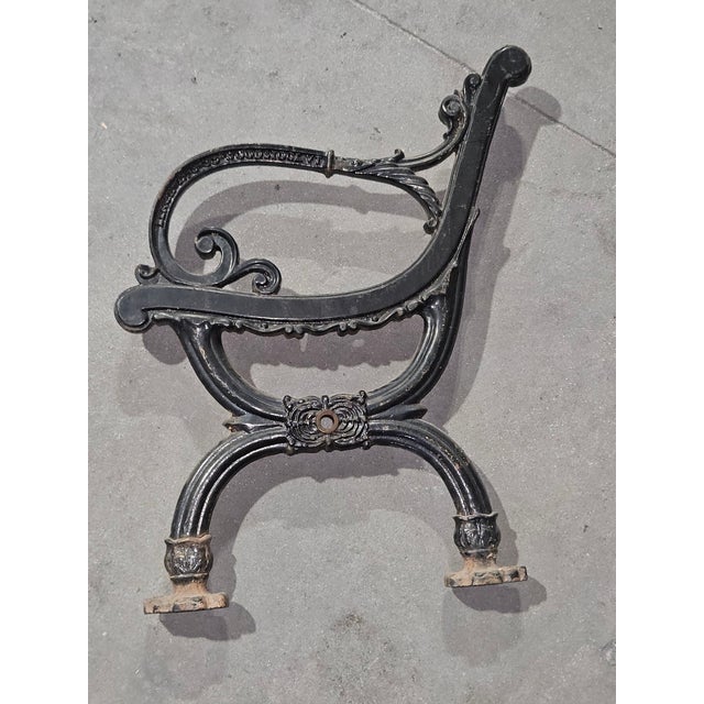 1950s Attributed Restored Woodstock, Vermont Bench Mfg. Co. Cast Iron Garden Bench With Oiled Ipe Slats (Bronze Finish) For Sale - Image 12 of 12