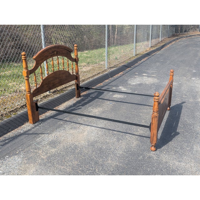 Traditional Vintage Convertible Queen or Full Size Traditional Style Half Poster Bedframe For Sale - Image 3 of 14