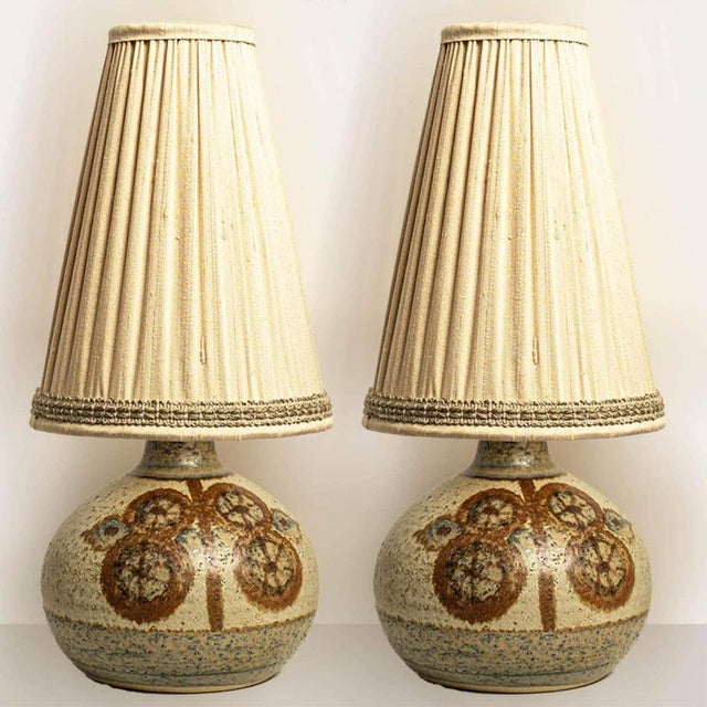 1 of the 2 beautiful ceramic table lamps by noomi backhausen for soholm, denmark 1960s. Combined with a custom lampshade....