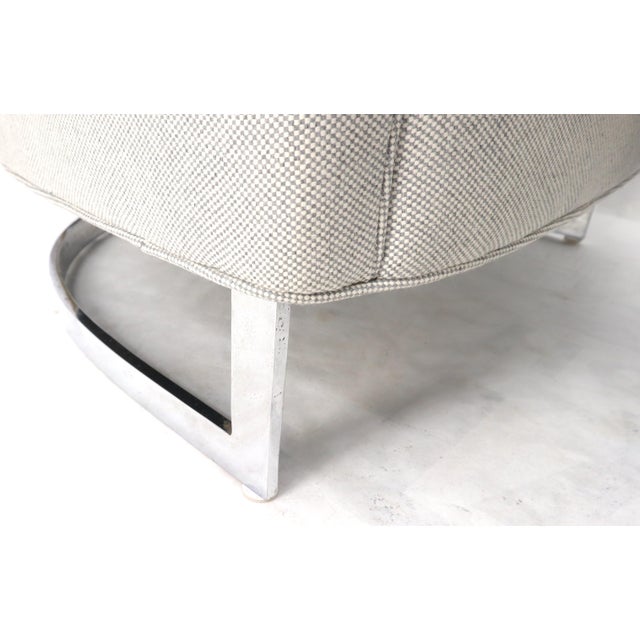 New Basket Weave Wool Flax Blend Upholstery Barrel Back Lounge Chairs For Sale - Image 13 of 14