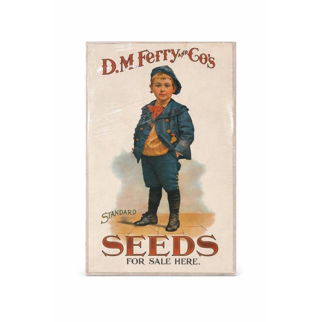 Late 20th Century Vintage-Style d.m. Ferry & Co. “Seeds for Sale Here” Advertising Print – Colonial Americana Garden Art For Sale - Image 5 of 5