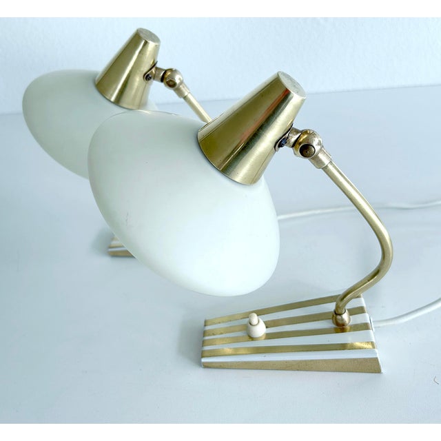 Metal Vintage Bedside Table Lamps, 1950s, Set of 2 For Sale - Image 7 of 18