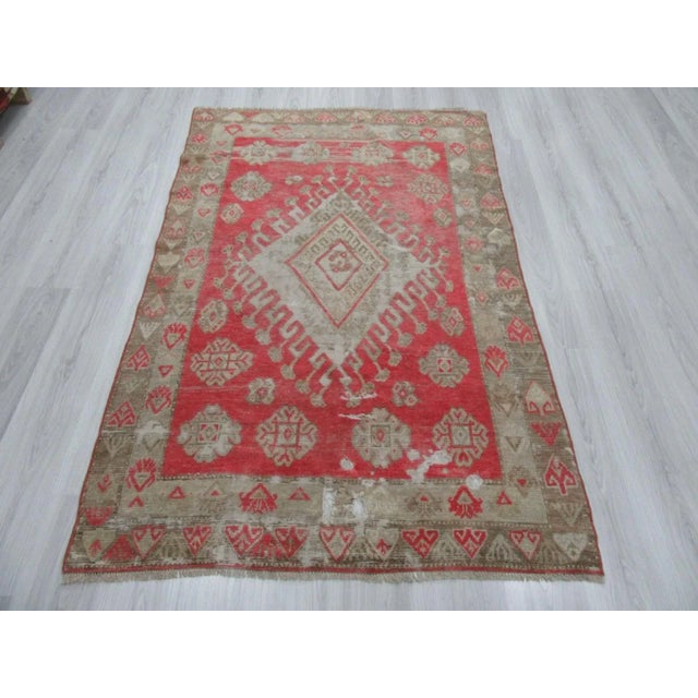 Vintage distressed rug from Konya region of Turkey. Approximately 50-60 years old. In good condition.