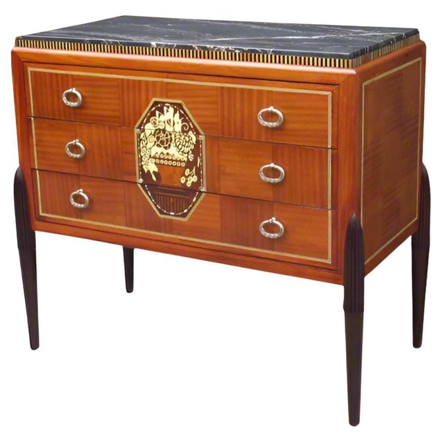 Important Art Deco chest of drawers. designed by DIM, René Joubert and Philippe Petit. Mahogany marquetry, fruitwood and...