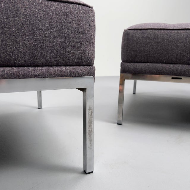 Lavender Minimalist Constanze Armchairs with Aubergine Wool Upholstery by Johannes Spalt for Wittmann, Vienna, Austria, 1960s, Set of 2 For Sale - Image 8 of 15