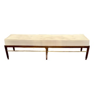 MCM Design Mahogany and Brass Bench For Sale
