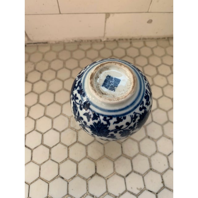 Shabby Chic Blue & White Porcelain Floral Chinoiserie Vase For Sale - Image 3 of 11