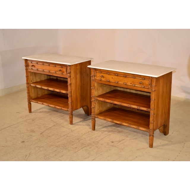 1960s Pair of Vintage Faux Bamboo BedsIde Table For Sale - Image 5 of 8