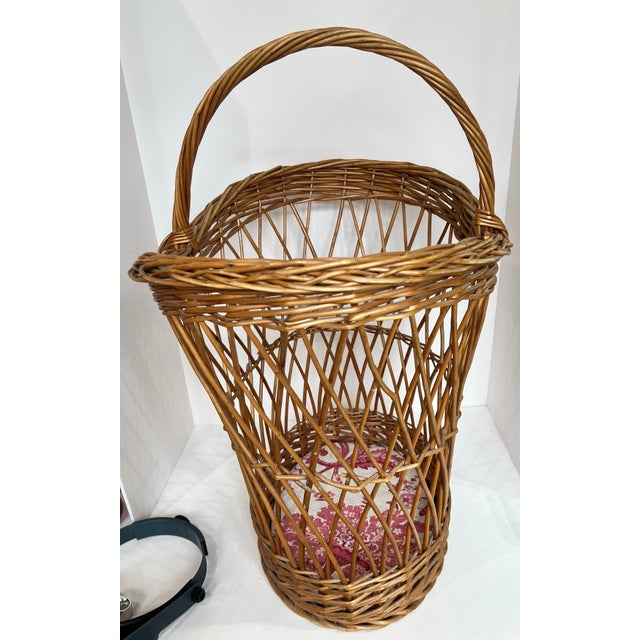 Vintage French Lattice Style Basket With Handle For Sale In Chicago - Image 6 of 11