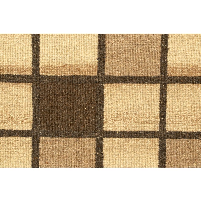 Modern Rug & Kilim’s Gift-Size Soumak Rug With Beige-Brown Geometric Pattern For Sale - Image 3 of 8