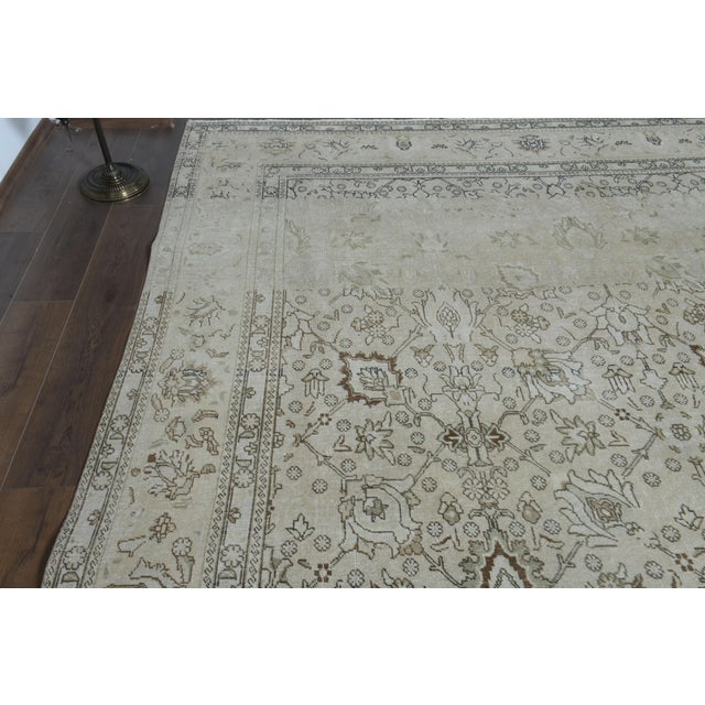 1970s 1970s Vintage Persian Handmade Wool Cotton Brown Area Rug For Sale - Image 5 of 11