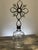 Gothic Handmade Crystal Cross Assemblage Sculpture on Embossed Clear Glass Flask For Sale - Image 3 of 7