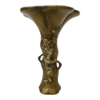 Antique Edo Japanese Bronze Vase Circa Early 1800s For Sale
