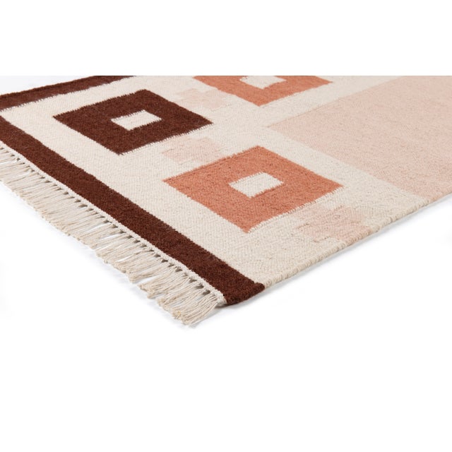 Transitional Part & Parcel Goods Wool Chain Rug 5' x 8', Bisque, Topaz, Chocolate and Eggshell For Sale - Image 3 of 6